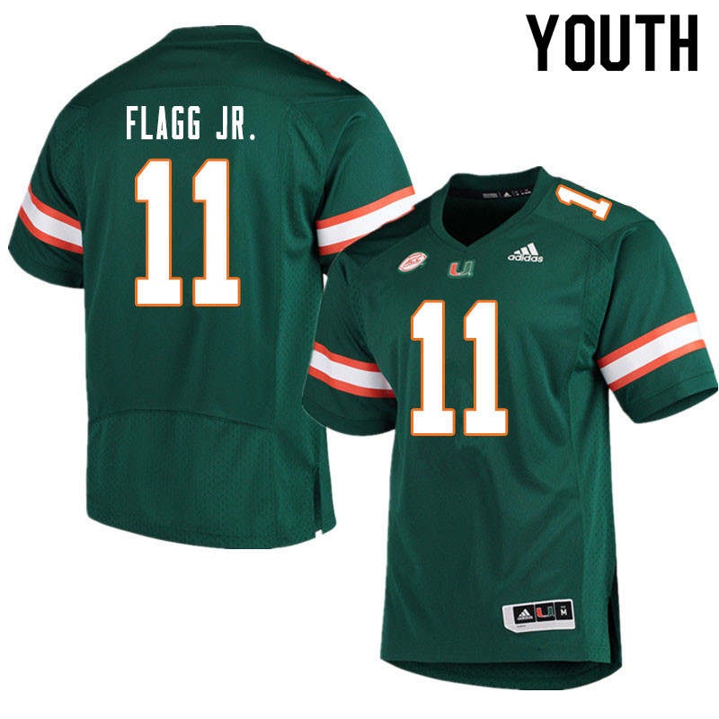 Youth #11 Corey Flagg Jr. Miami Hurricanes College Football Jerseys Sale-Green